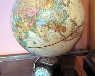 Weather Watch Globe 16" With Thermometer, Barometer, And Hydrometer, Wood Shadow Boxes, 12" x 15" And 16.5" x 12", Qty 2, Includes Figurines, And Wood Framed Mirror, 19" x 5"