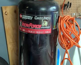 Campbell Hausfeld Ironforce Series 60 Gal Air Compressor, Model VT632900RB, 67" Tall, Powers On