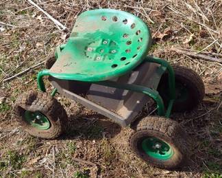 Rolling Garden Stool With Air Tires And Storage Under Seat, 18.5" x 18" x 30"