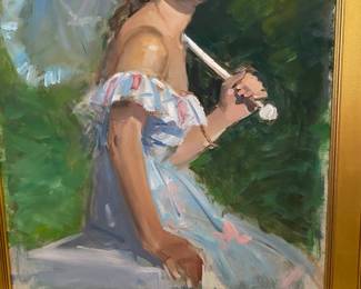 Out Standing Portrait Of A Stunning Young Lady With A Parasol  . Attributed To Frank Schroth  Park Ridge New Jersey Artist  Oil On Canvas   24 X 20 Approximately . Great Frame