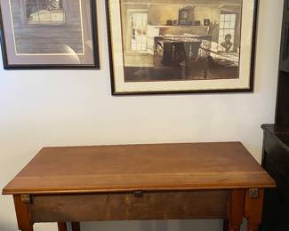 Drop leaf table & Prints