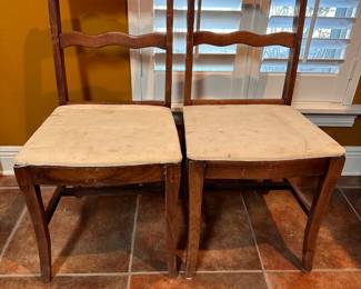 Duncan Phyfe Style carved rose ladder back chairs
