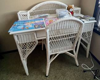 Kids' wicker desk and chair