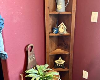 Corner shelf, stool, and home decor