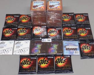 BOX STRING SETS. NOS INCLUDING GHS GUITAR BOOMERS ELECTRICS 010, MARTIN UKULELE BARITONE AND MORE