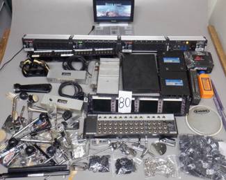 LOT ELECTRONICS INCLUDING CONVERSION BOXES, HARDWARE, AND MORE