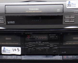 LOT OF 2 ELECTRONICS INCLUDING SONY TC-W345 CASSETTE DECK, TOSHIBA M624 VHS