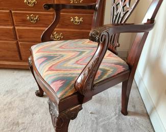 Accent Chair with Flame stitch Upholstery