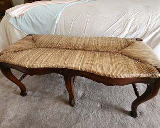 French Country Rush Seat Bench