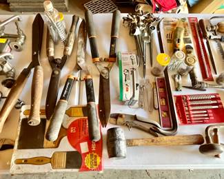 Large variety of tools, garage and workshop items.