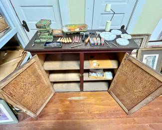 Vintage Artist Supply Cabinet with three shelves.