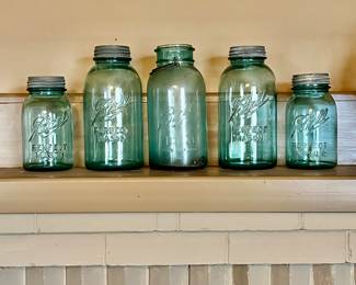 Vintage blue mason jars
