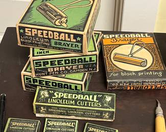 Vintage Speedball Brayers and Cutters