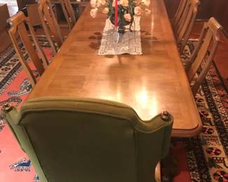 Wood Dining Set with 2 leaves & 8 Chairs