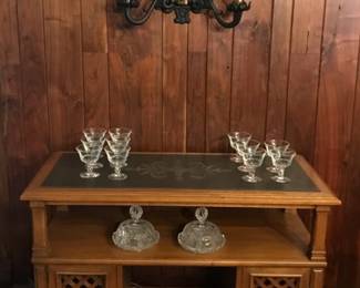 Drexel Esperanto Style Slate top buffet and decor 