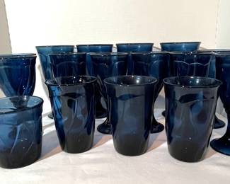 Cobalt Blue Noritake Glasses Sweet Swirl Pattern 