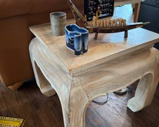 Scandinavian art and wooden side table
