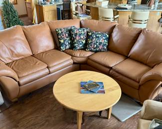 Camel color leather sectional