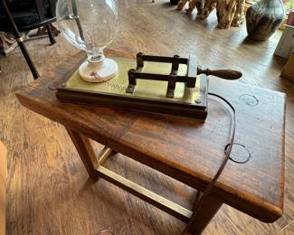 Wood side table and lightbulb lamp