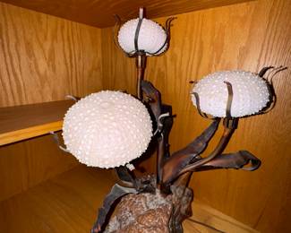 Vintage Sea Urchin Burl Wood Lamp Attributed to Curtis Jere