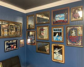 Large (Over 35 Pc) Collection of Vintage Bar Mirror Signage 