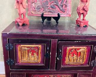 Cool Asian Cabinet with Carved Reliefs 