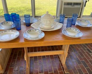 Cool Custom Made Cypress Table & Wrap Around Bench with Storage 