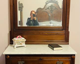 Eastlake Marble Top Chest with Beveled Mirror