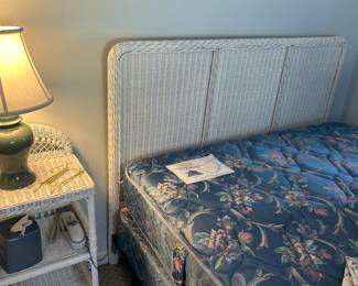 Wicker full bed and nightstand 