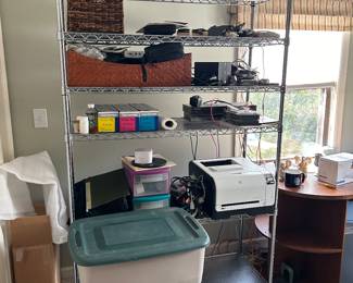 One of several metal racks