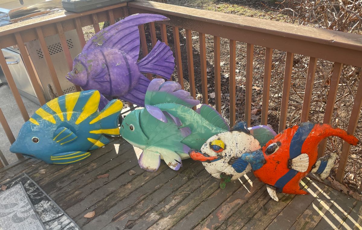 Large Painted Metal Outdoor Fish