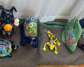 Blue Orange Yard Decor