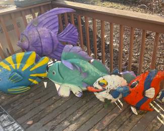 Large Painted Metal Outdoor Fish