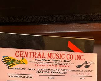 Receipt showing cost of Lowrey organ 