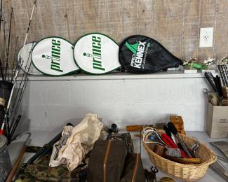 fishing, tennis, hunting stuff