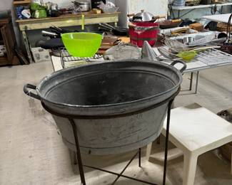 washtub on a stand- great for chilling beverages