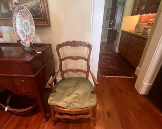 Pair of French armchairs with rush seats
