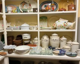 A pantry full of unique serving pieces
