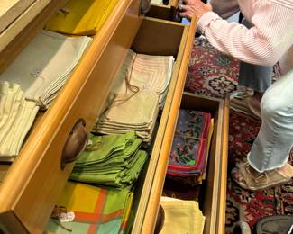 Drawers of linen napkins