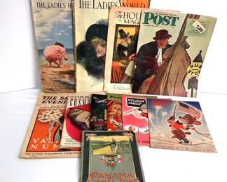 BIHY225 Antique Vintage Periodicals All different size books/catalogs of different years and companies. All have some kind of condition issues as shown in the pictures. Some have some writing on them
