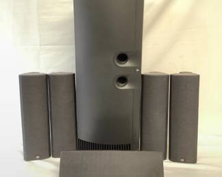 REEM205 JBL Surround Sound Speakers JBL Sat2 surround sound speakers. Comes with 1 Sub speaker, one center speaker and 4 surround speakers.&nbsp;
