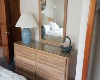 Pretty bed queen bedroom set by Lexington - dresser with mirror