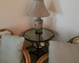 Mirrored glass top end table - two available