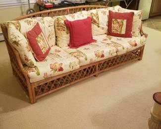 Stylish rattan couch detail
