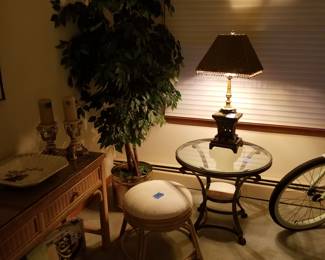 Mirrored glass top end table - two available