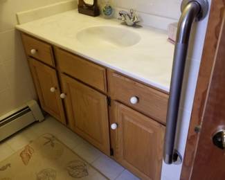 Bath vanity; grab bars