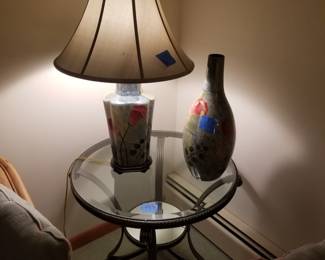 Mirrored glass top end table - two available