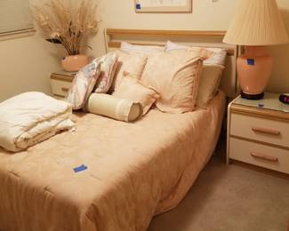 Bedroom set by Bassett Furniture - bed features a queen headboard with a full box spring & mattress