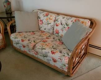 Retro rattan loveseat