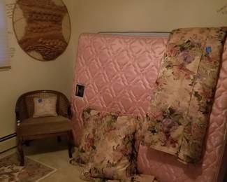 Queen box spring & mattress; queen bedding